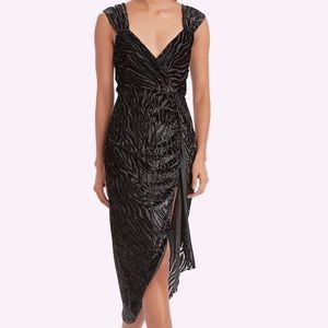 NWT Saylor Black Tiger Velvet Devore Midi Dress